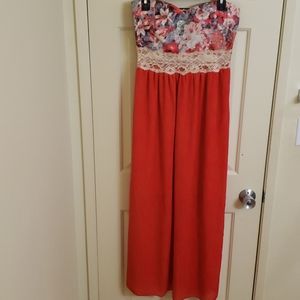 Annabelle Red Maxi with Sheer Midriff